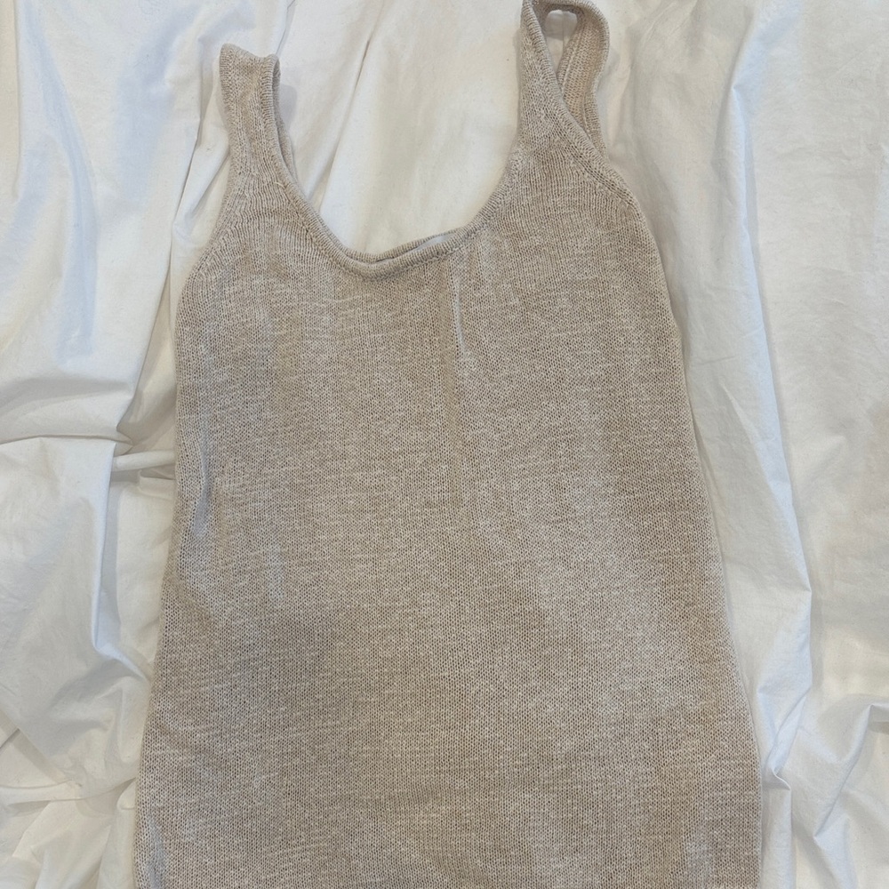 Zara linen blend beige knit tank size small